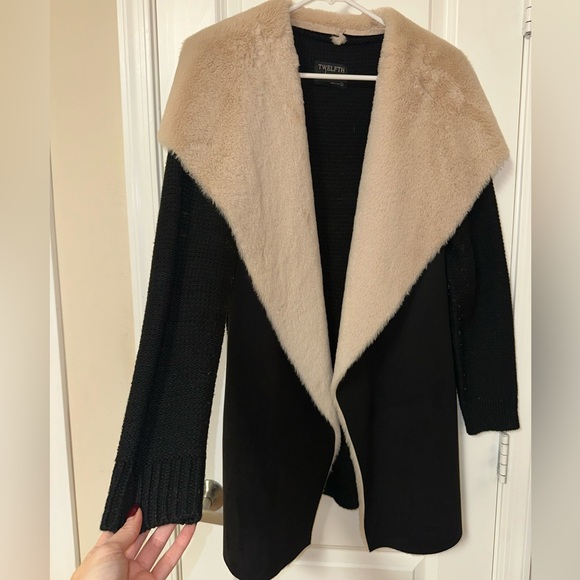 Black Coat with Faux Fur Collar - Picture 5 of 8